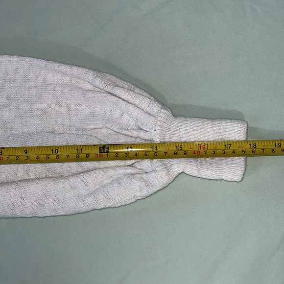 Hem and Thread white crop crew sweater with pull tie gathering at waist - Picture 7 of 13